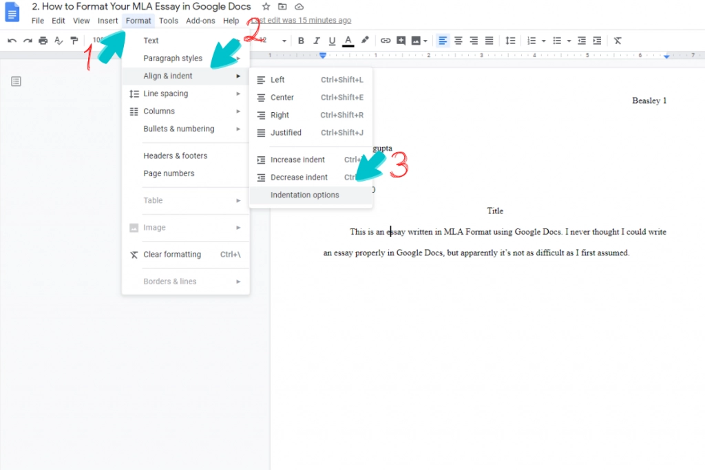 mla format in google docs