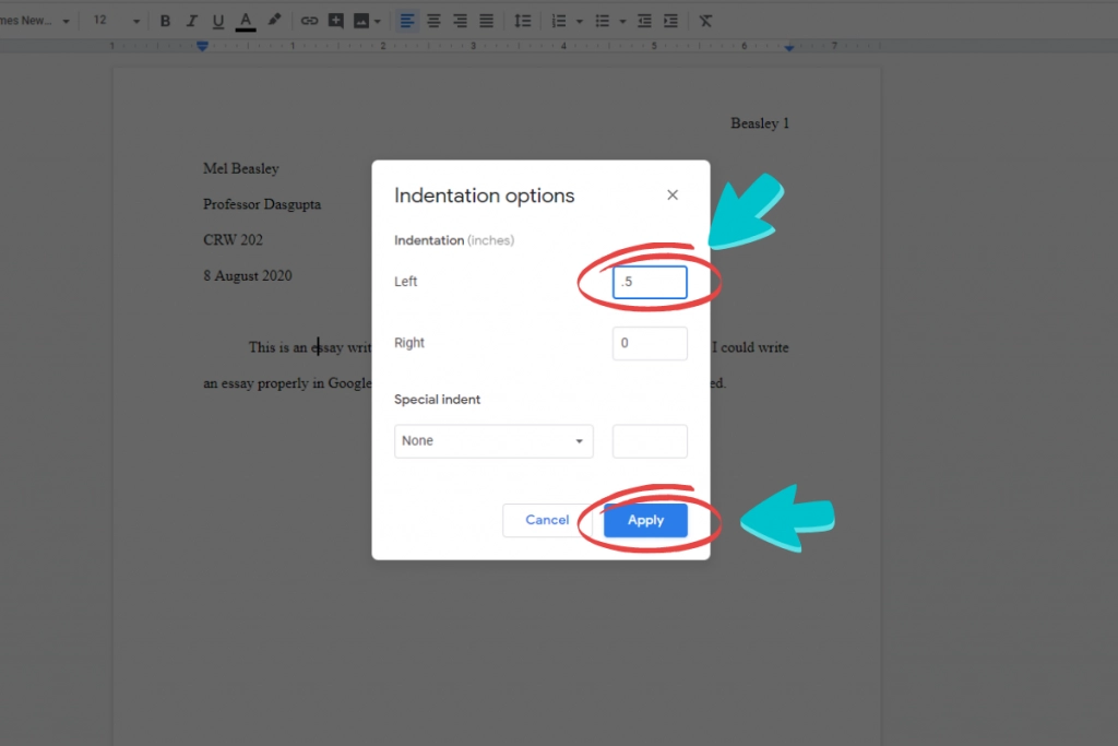 mla format in google docs