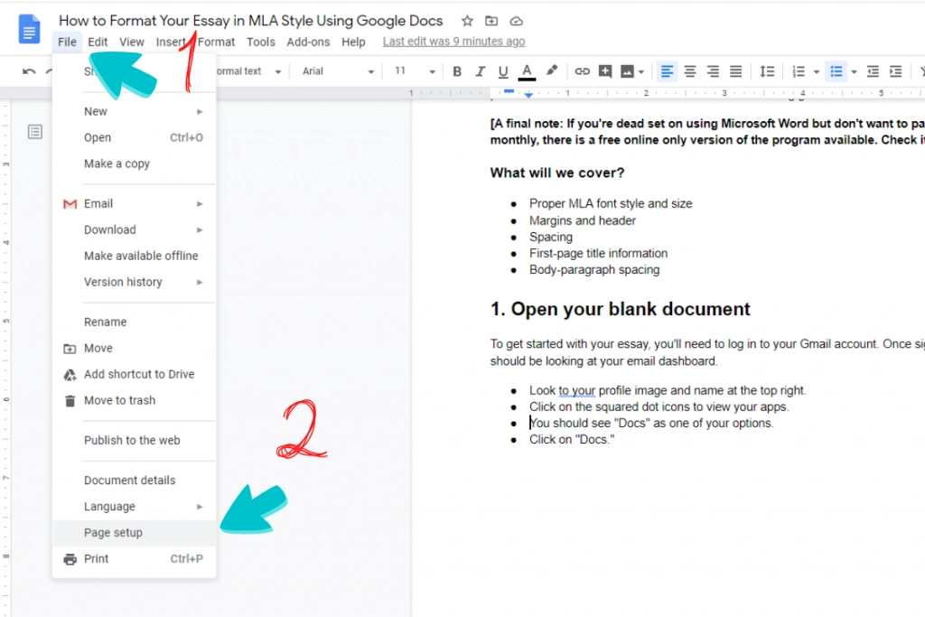 mla format in google docs