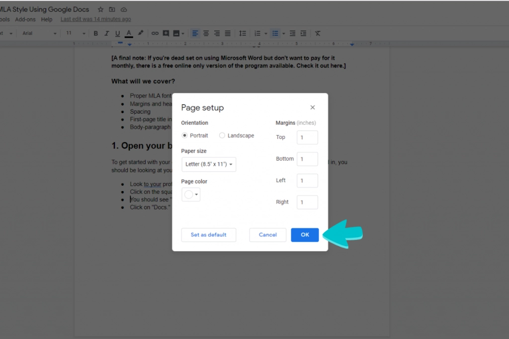 mla format in google docs